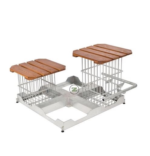 Schirmständer Multicube Set Plattenständer mit Stahlkorb & HPL Sitzauflage